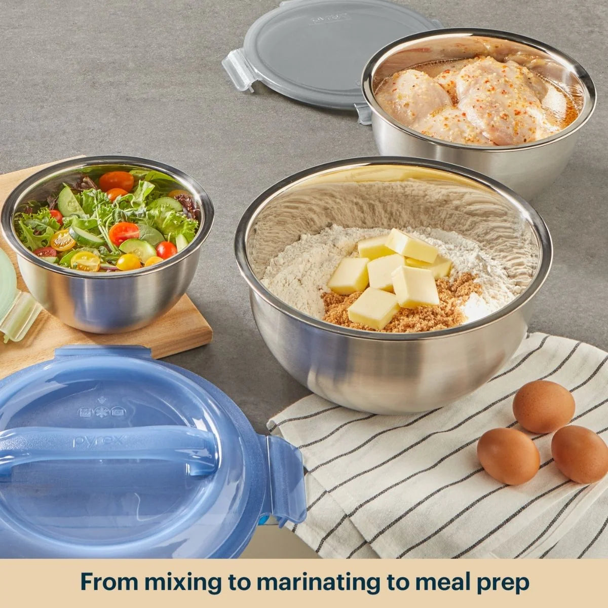 Pyrex® 6-piece Stainless Steel Mixing Bowl Set