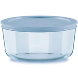 Pyrex® Simply Store® Tinted 4-cup Round Storage with Blue Plastic Lid