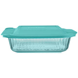 Pyrex® Sculpted Tinted Glass 8" Square Baking Dish with Lid, Aqua