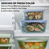 Pyrex® Simply Store® Tinted 4-cup Round Storage with Blue Plastic Lid