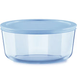 Pyrex® Simply Store® Tinted 7-cup Round Storage with Blue Plastic Lid