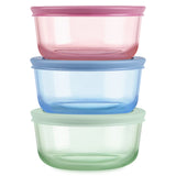 Pyrex® Simply Store® Tinted Glass 2-cup Round Storage Containers, 6-pc Set, Mixed Colors
