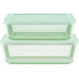 Pyrex® Simply Store® Tinted 4-piece Rectangle Storage Set with Green Plastic Lids