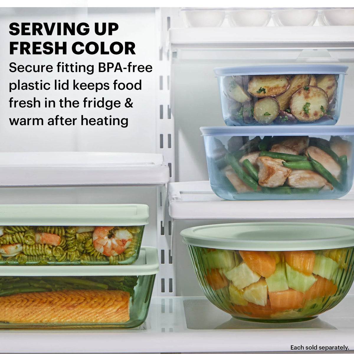 Pyrex® Simply Store® Tinted 12-piece Storage Set with Plastic Lids, Green and Blue