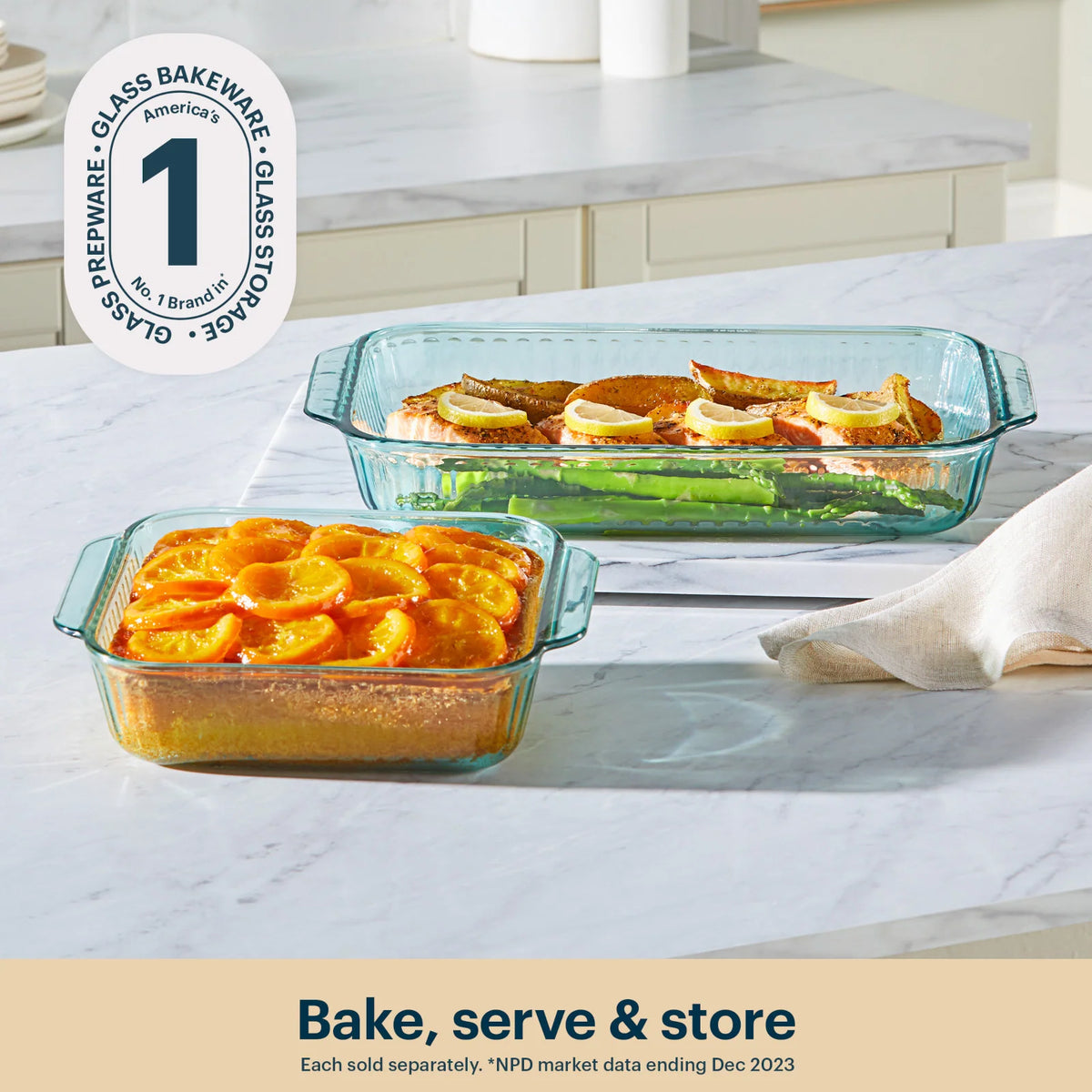 Pyrex® Sculpted Tinted Glass 8" Square Baking Dish, Aqua