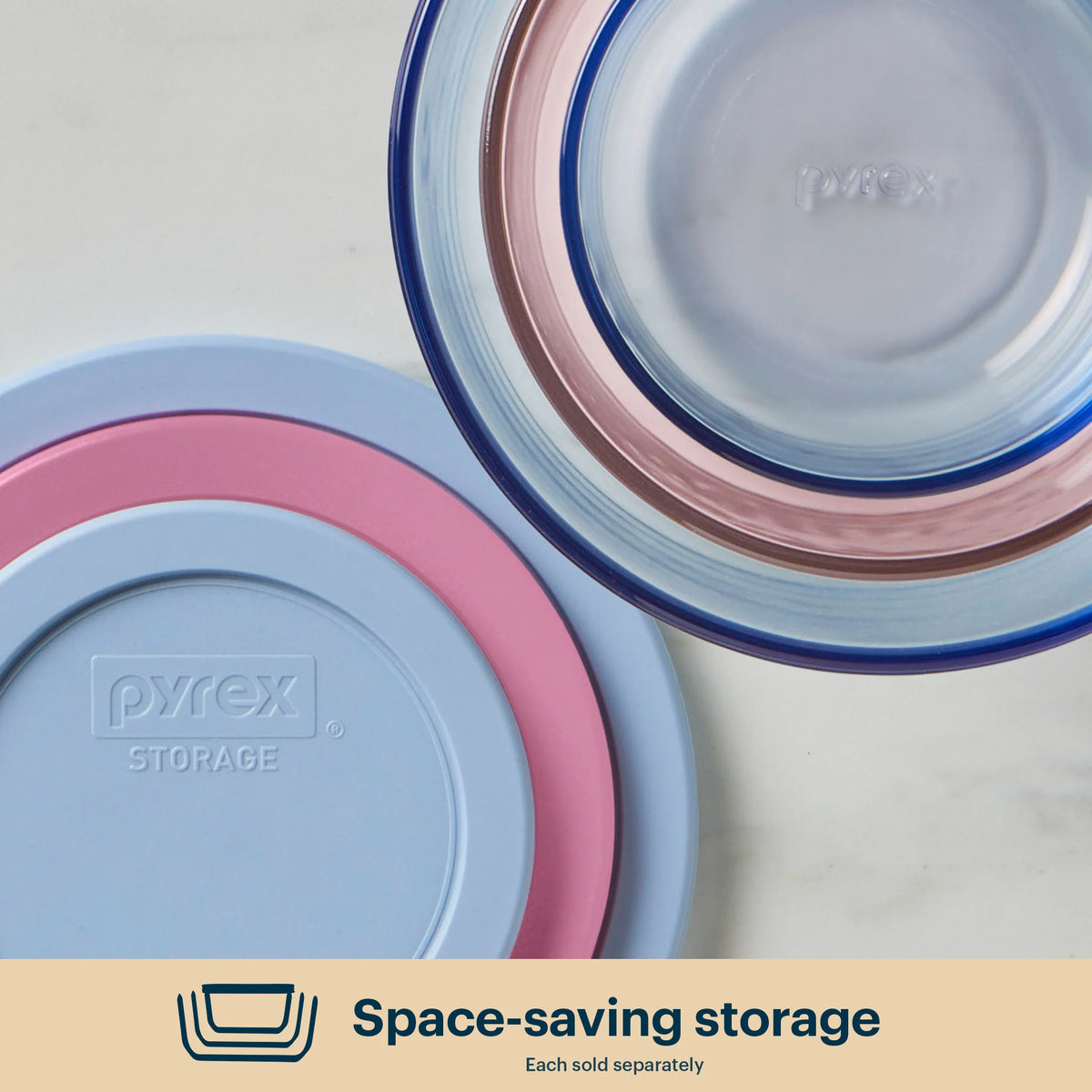 Pyrex® Simply Store® Tinted Glass 2-cup Round Storage Containers, 6-pc Set, Mixed Colors