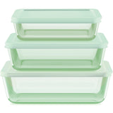 Pyrex® Simply Store® Tinted 6-piece Rectangle Storage Set with Plastic Lids, Green