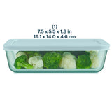 Pyrex® Simply Store® Tinted Glass 6-cup Rectangle Storage Container with Lid, Aqua