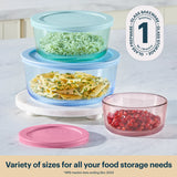 Pyrex® Simply Store® Tinted Glass Round Storage Containers, 6-pc Set, Mixed Colors