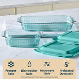 Pyrex® Sculpted Tinted Glass 3QT Oblong Baking Dish with Lid, Aqua
