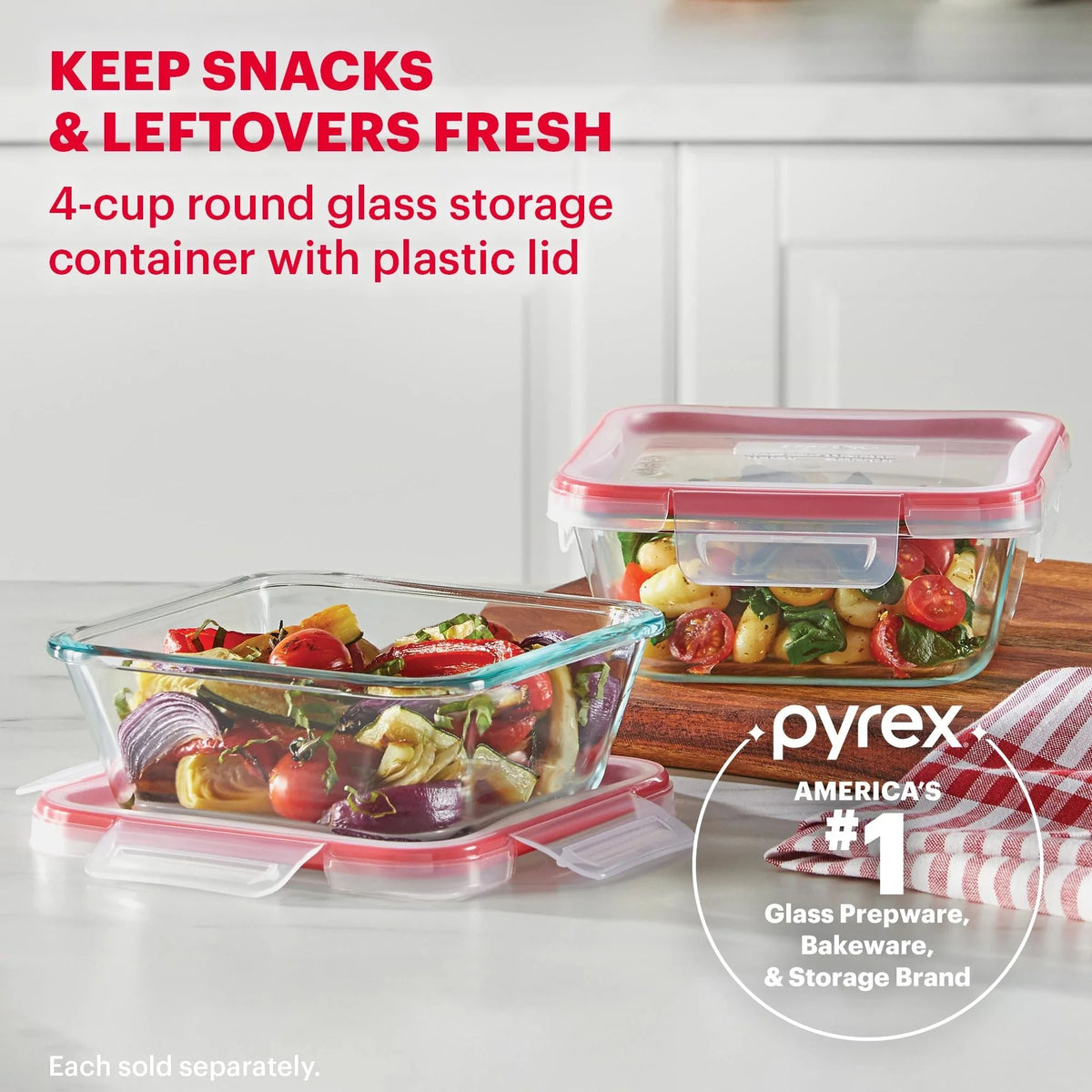 Pyrex® Freshlock™ 4-cup Square Glass Storage