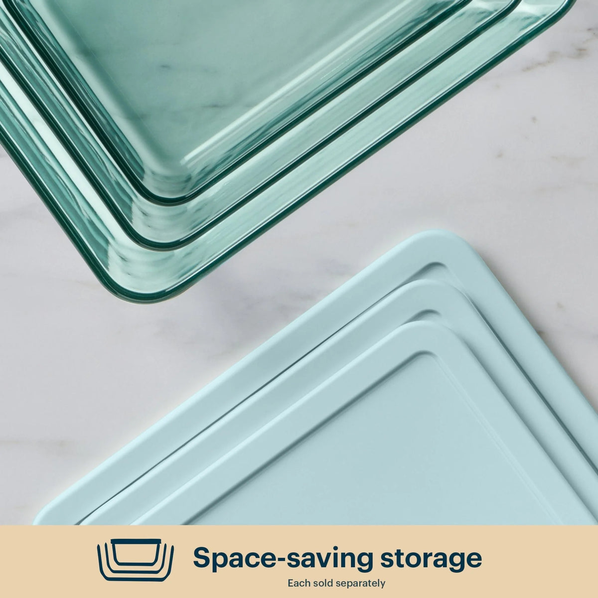 Pyrex® Simply Store® Tinted Glass 11-cup Rectangle Storage Container with Lid, Aqua