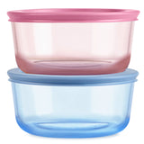 Pyrex® Simply Store® Tinted Glass 4-cup Round Storage Containers, 4-pc Set, Mixed Colors