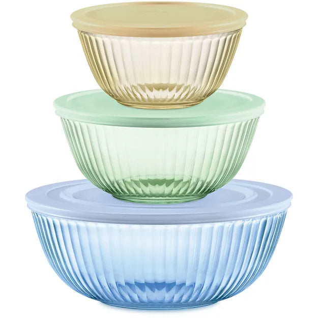 Pyrex® Colors Sculpted Tinted 6-piece Mixing Bowl Set
